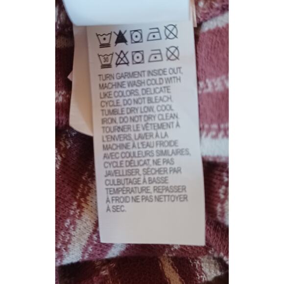 NWT Lucky Brand Blouse Women's Small Maroon and Cream Color 100% Cotton Beachy - Picture 7 of 7